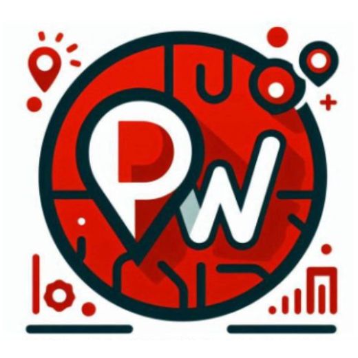 Logotipo PW Business Profile, agência de Marketing Digital em Jundiaí com ícone de localização, representando gestão de presença local no Google e marketing digital